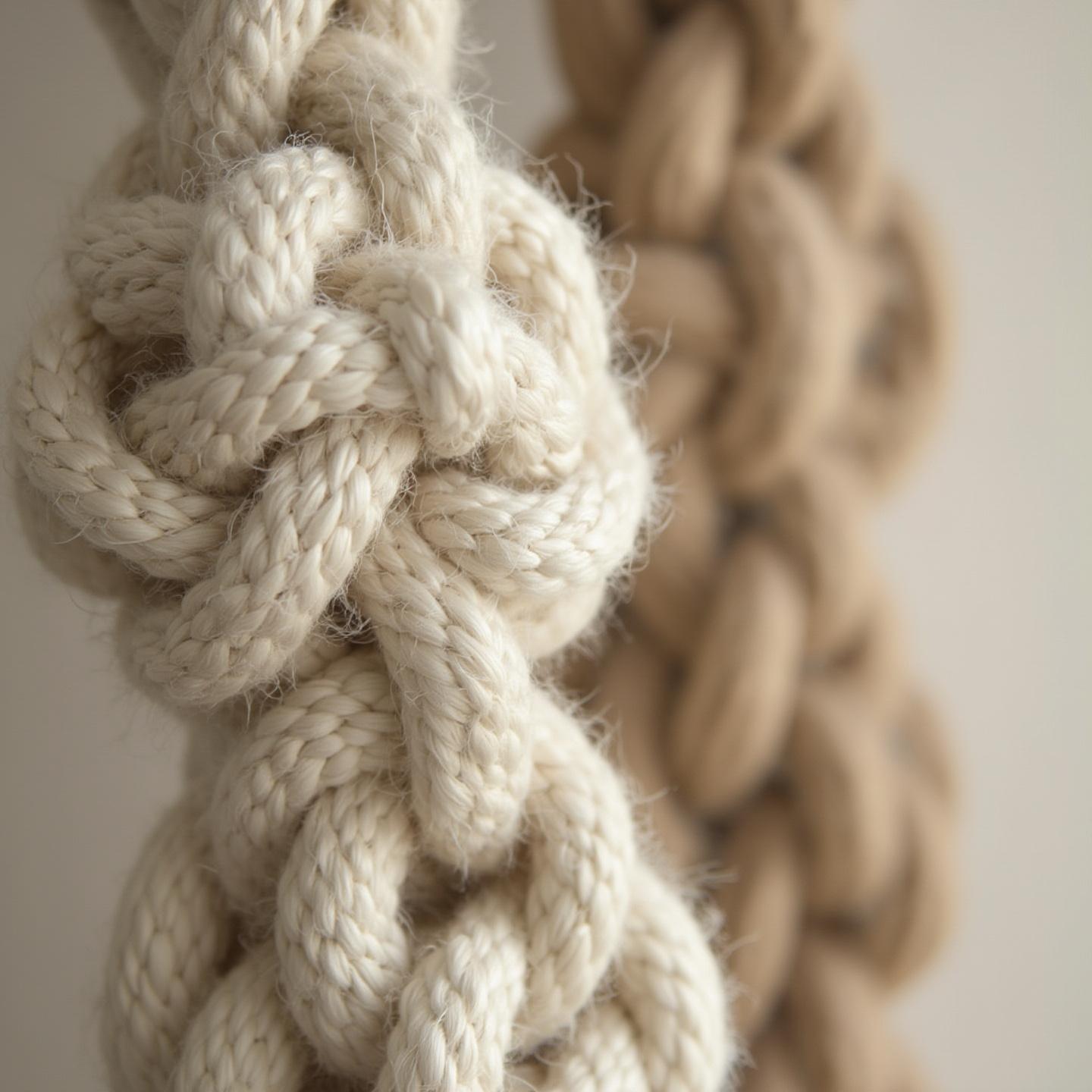 Textura detallada de nudos de macramé