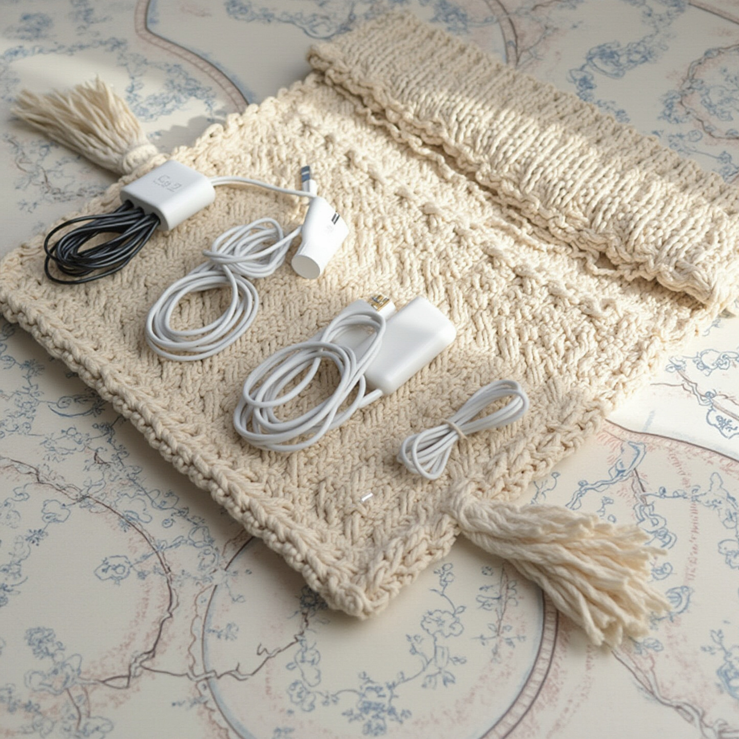 Organizador portátil de macramé