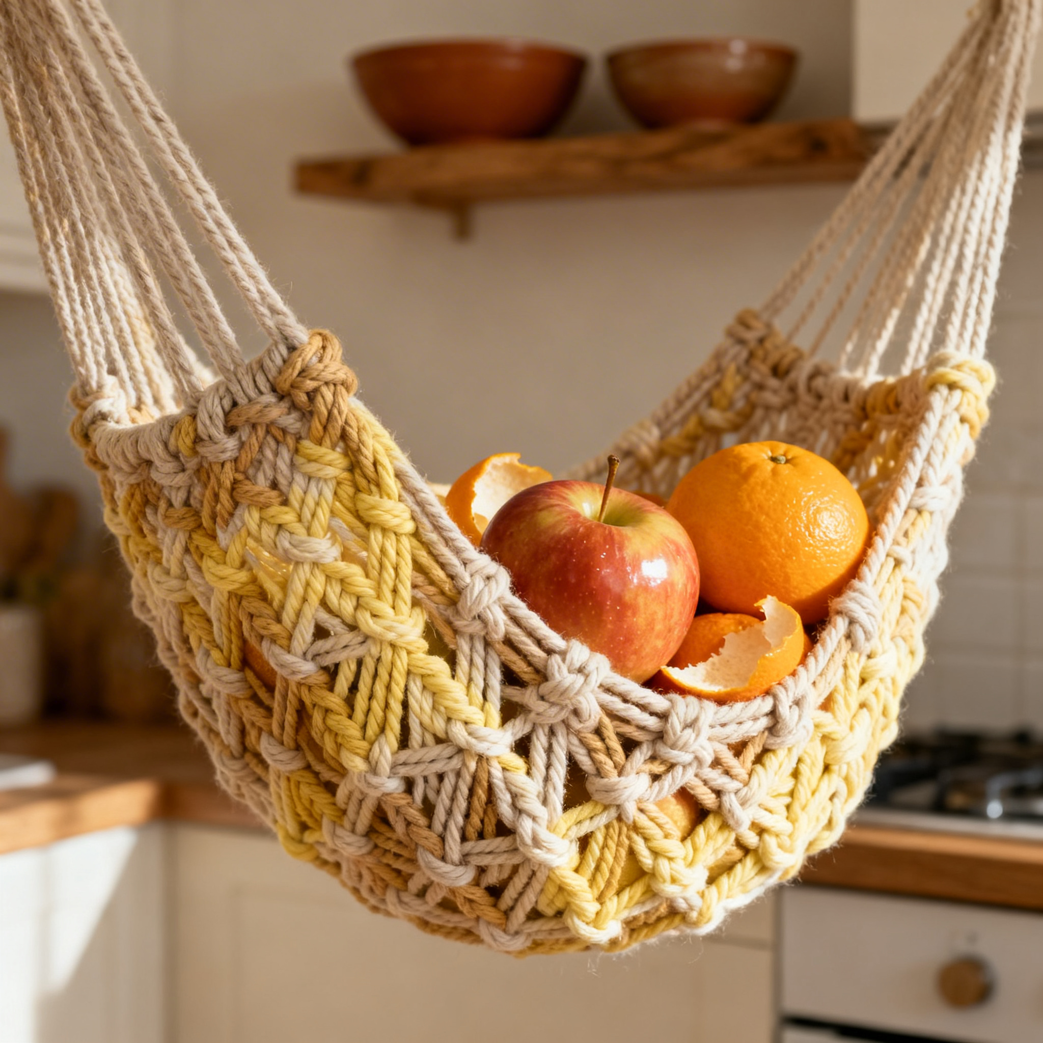Macrame fruit hammock detail