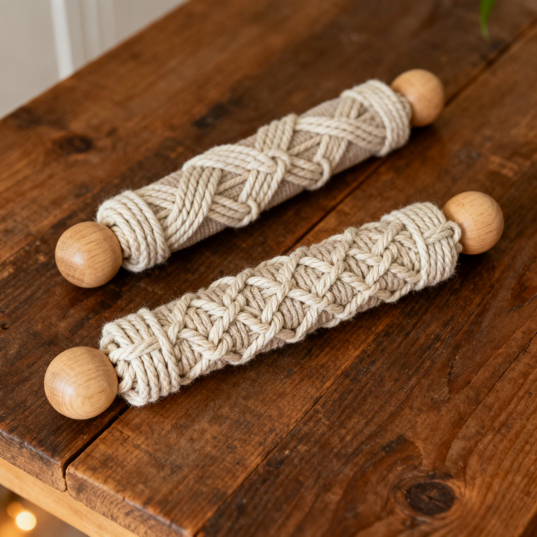 Macrame kitchen towel holder