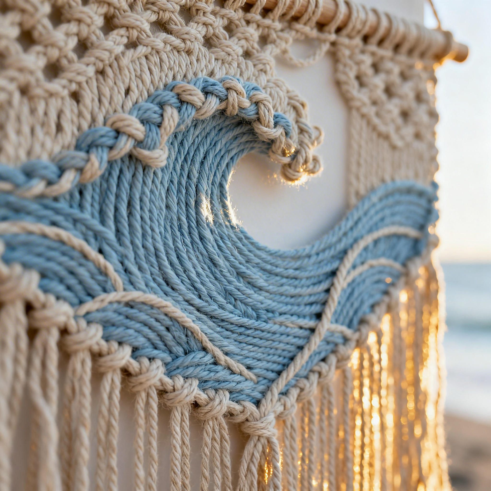 Wave pattern macrame closeup